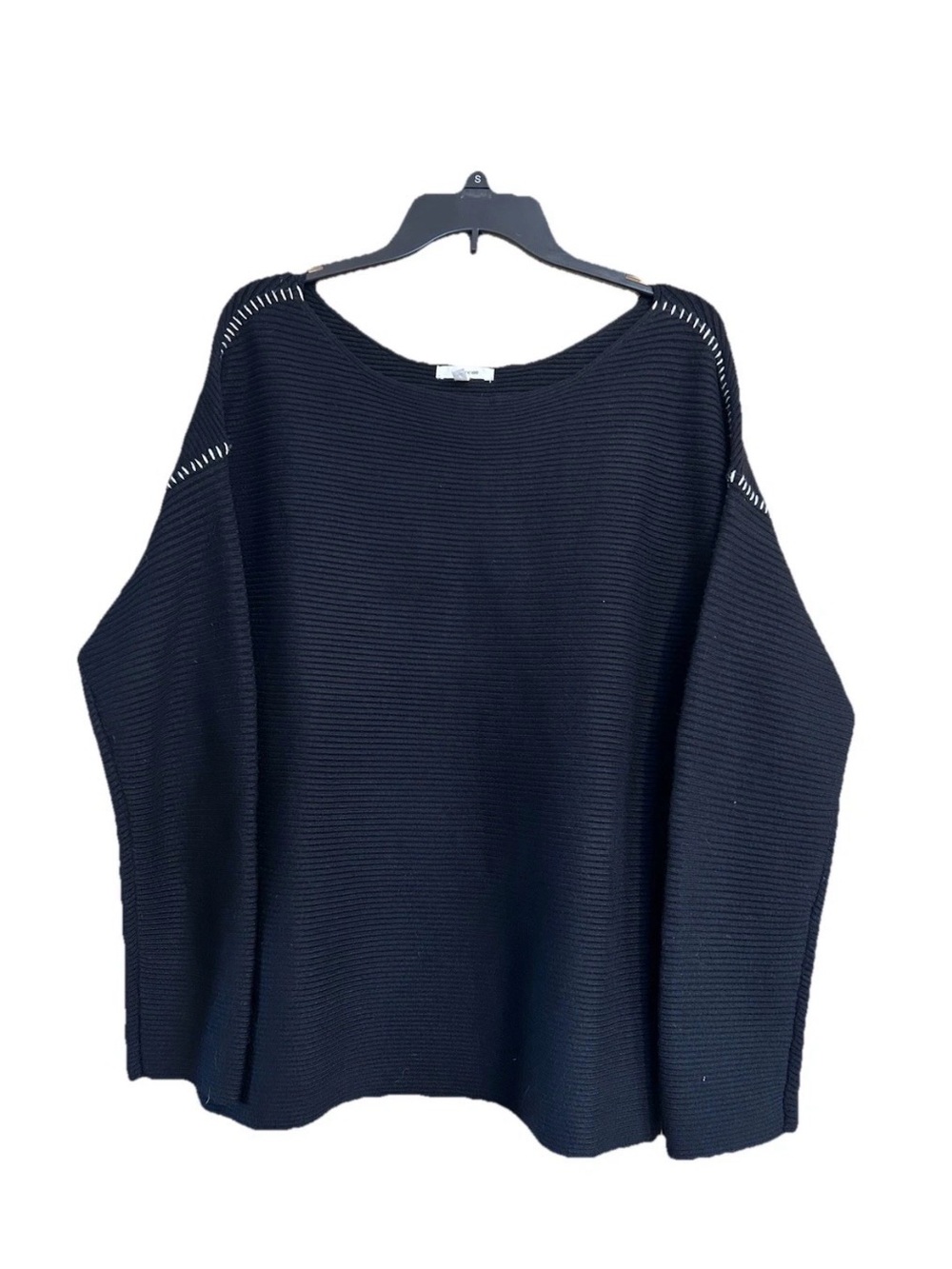 Maurices Women's Black White Trim Ribbed Sweater Long Sleeve Winter Medium NWOT